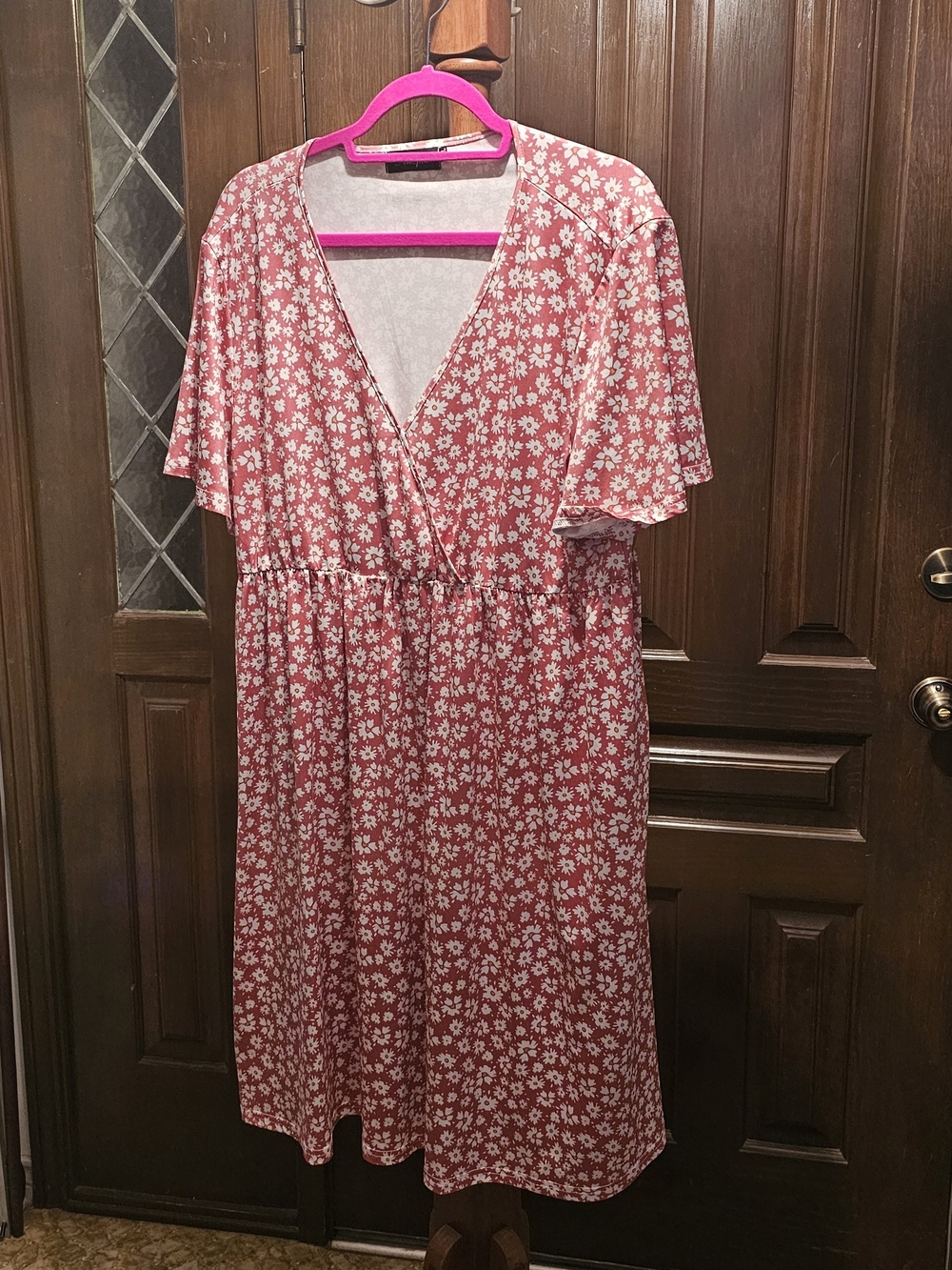 Floral V-Neck Midi Dress in Dusty Rose